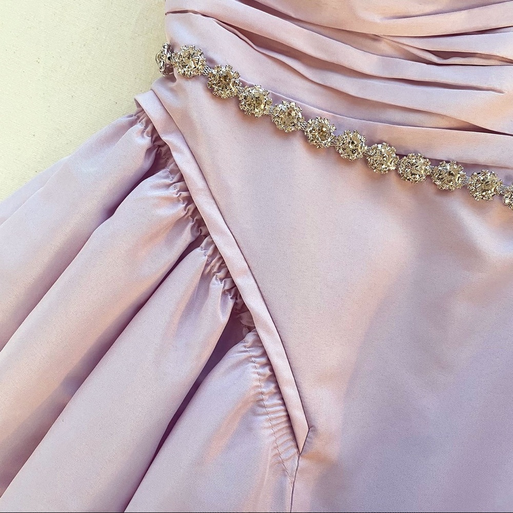 Self Portrait Lilac Taffeta Diamanté Trim Dress - Picture 5 of 6